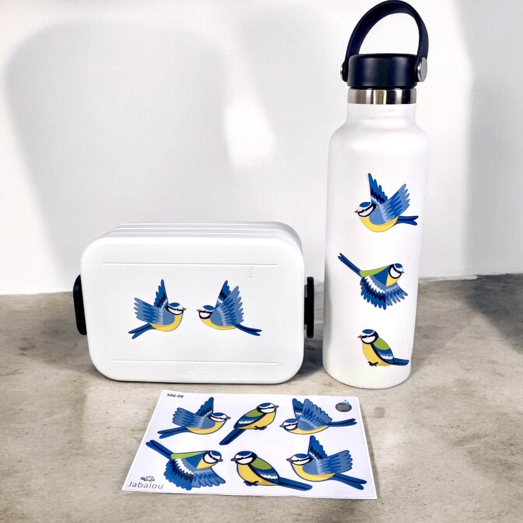 Sticker spülmaschinenfest Meisen A6