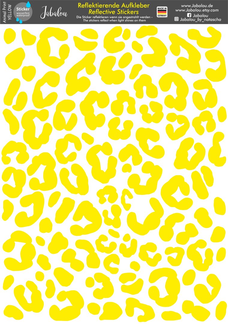 REFLECT Fahrradaufkleber Animal Print GELB