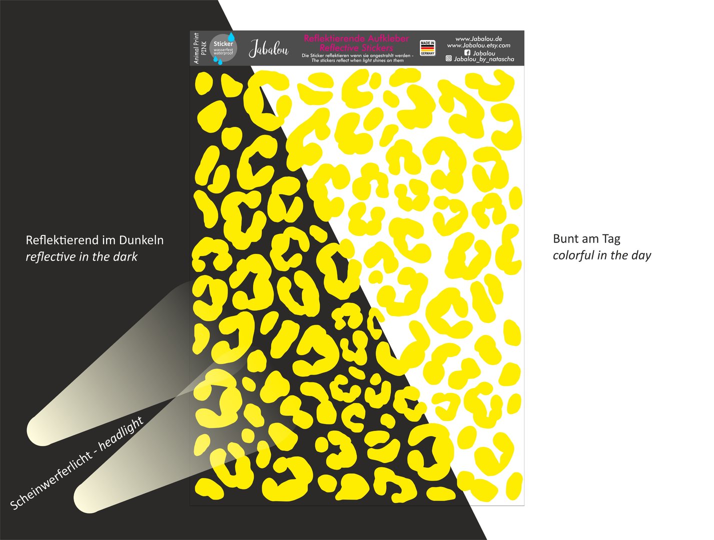 REFLECT Fahrradaufkleber Animal Print GELB