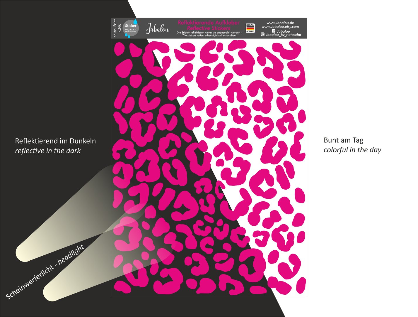 REFLECT Fahrradaufkleber Animal Print PINK