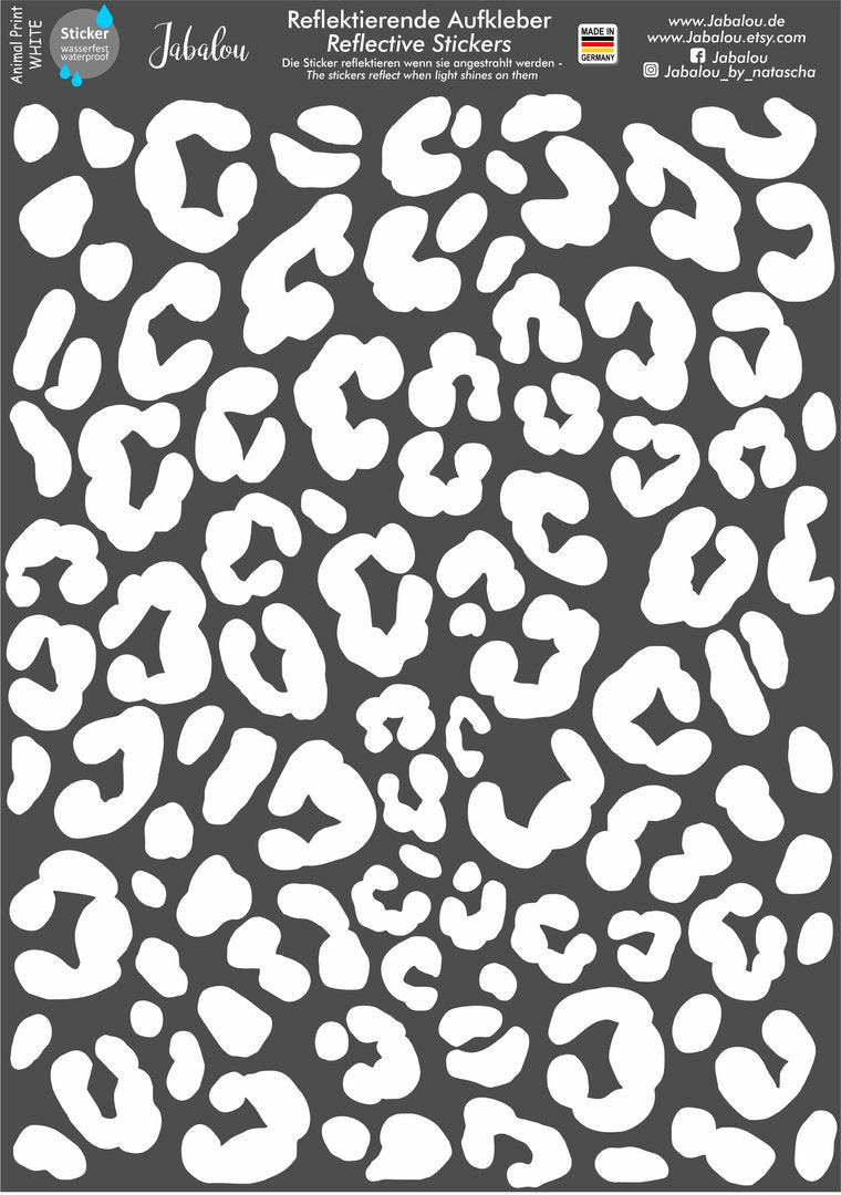 REFLECT Fahrradaufkleber Animal Print WEISS