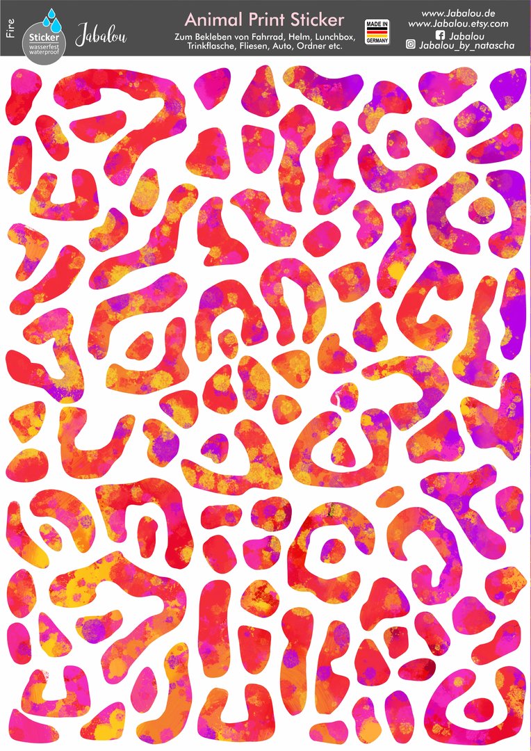 Aufkleber Animal Print fire wasserfest