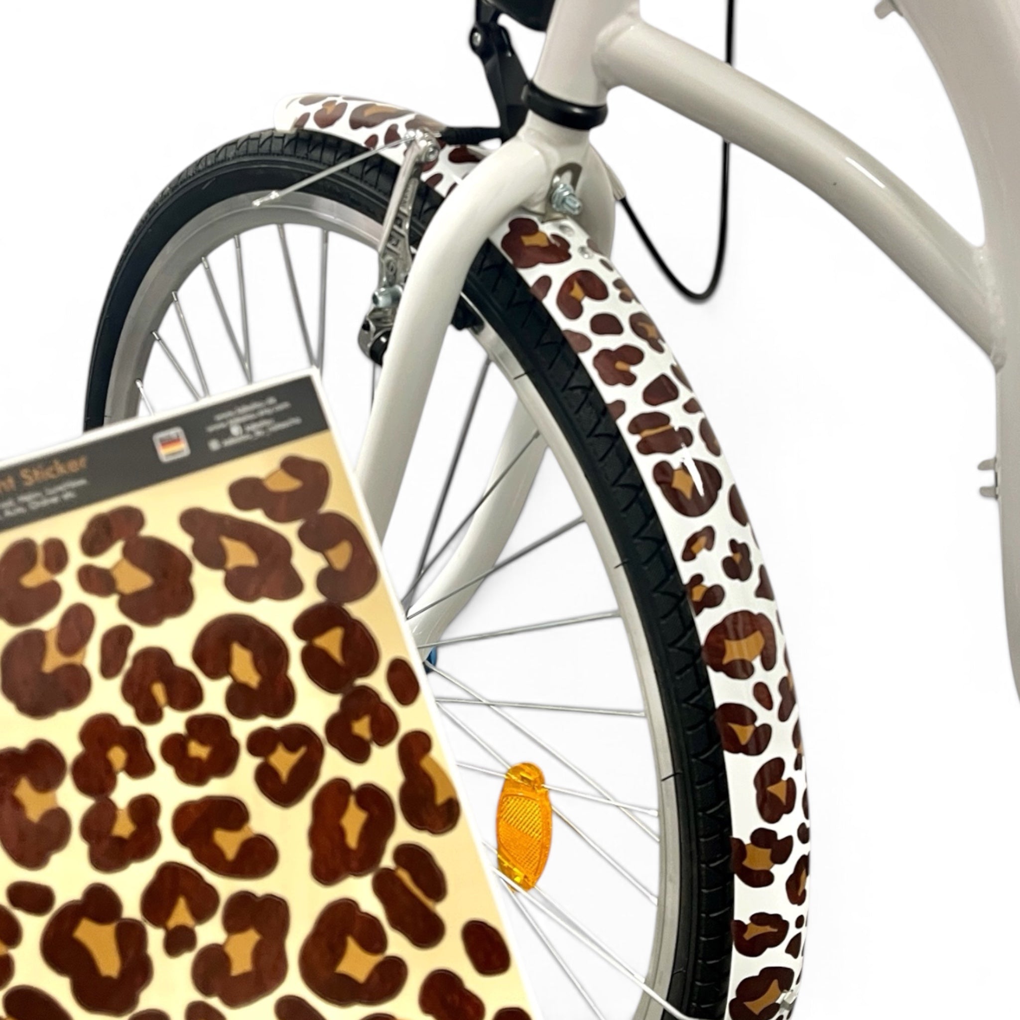 Fahrradaufkleber Leopardenmuster BRAUN - wetterfeste Fahrradsticker für Fahrrad & Helm