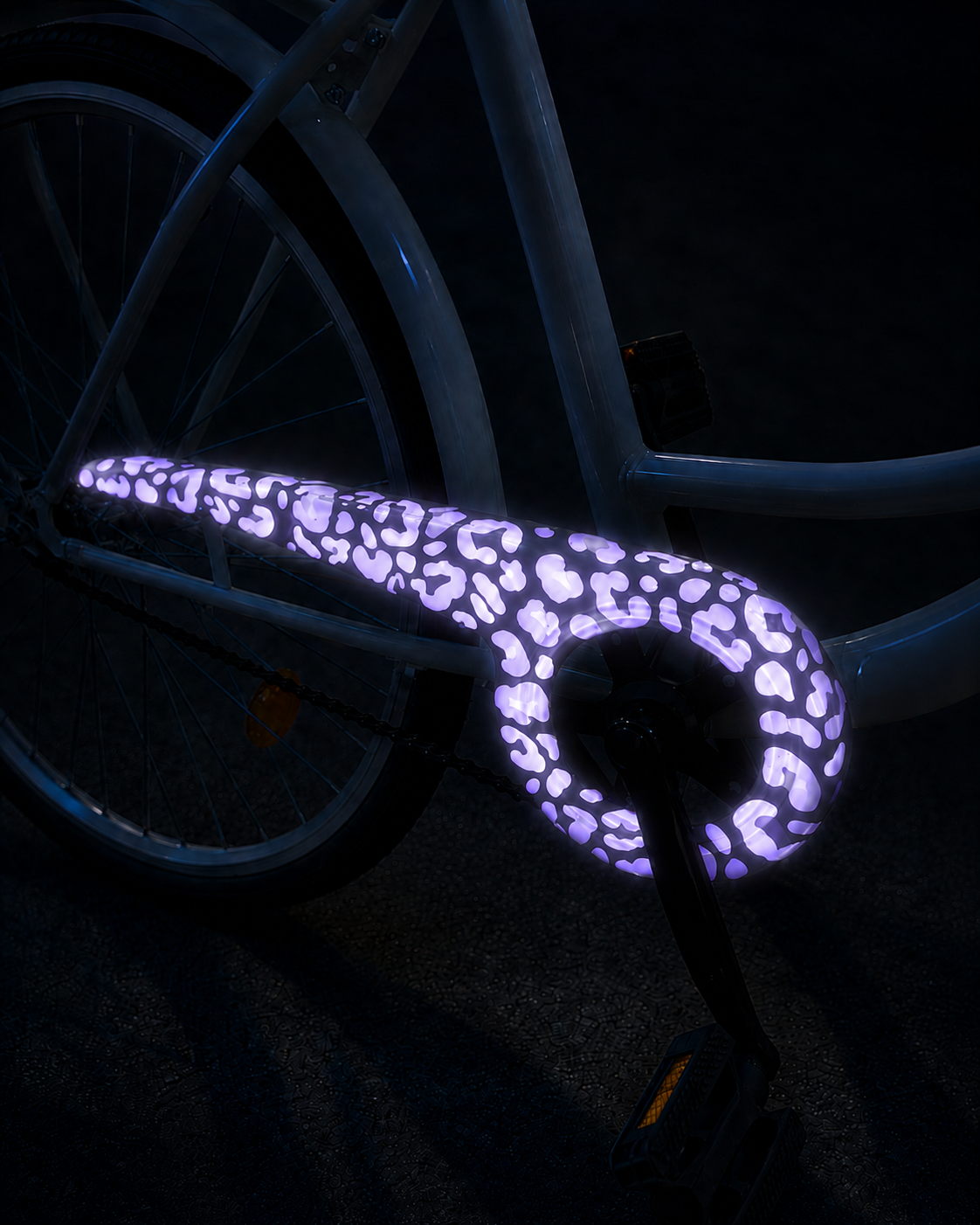 Reflektierende Fahrradaufkleber Leoparden Muster LILA - reflective Sticker für Fahrrad Helm