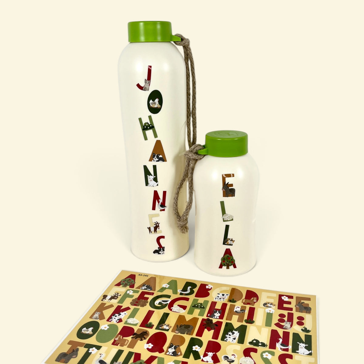Buchstaben Sticker BAUERNHOF spülmaschinenfest – Brotdosen & Trinkflaschen personalisieren