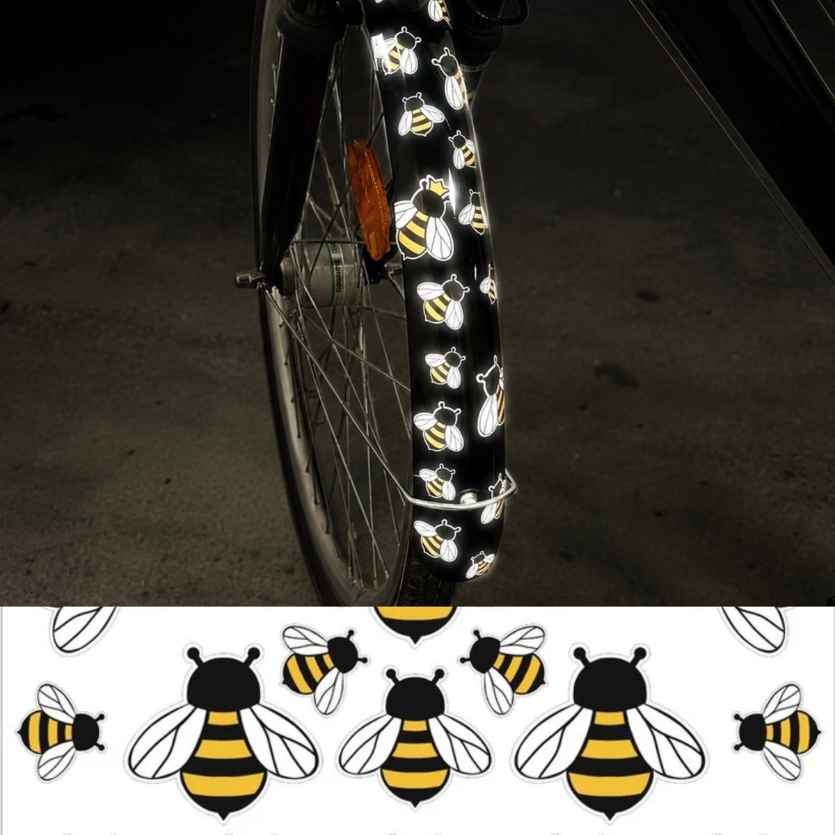 Reflektierende Fahrradaufkleber Bienen - reflektierende Sticker für Fahrrad & Helm