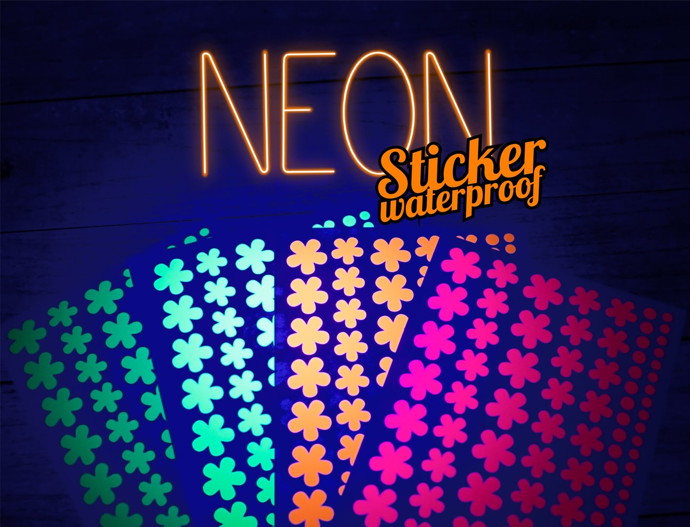 NEON Sticker Blumen spülmaschinenfest