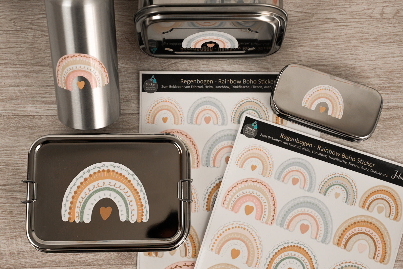 Sticker wasserfest Regenbogen boho