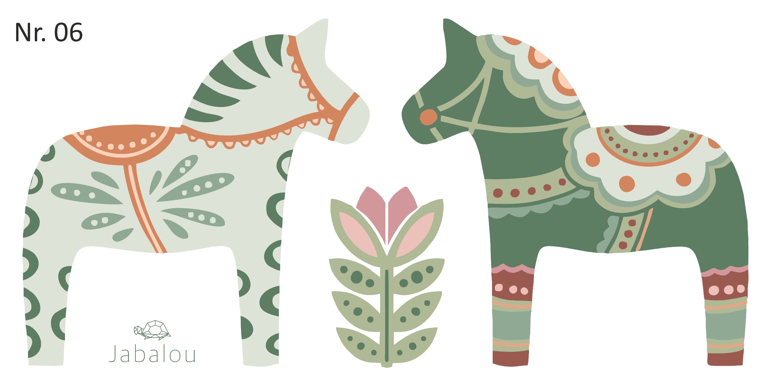 Dala Fensterbilder – Dekorative Fensteraufkleber Set Grün - Rosa