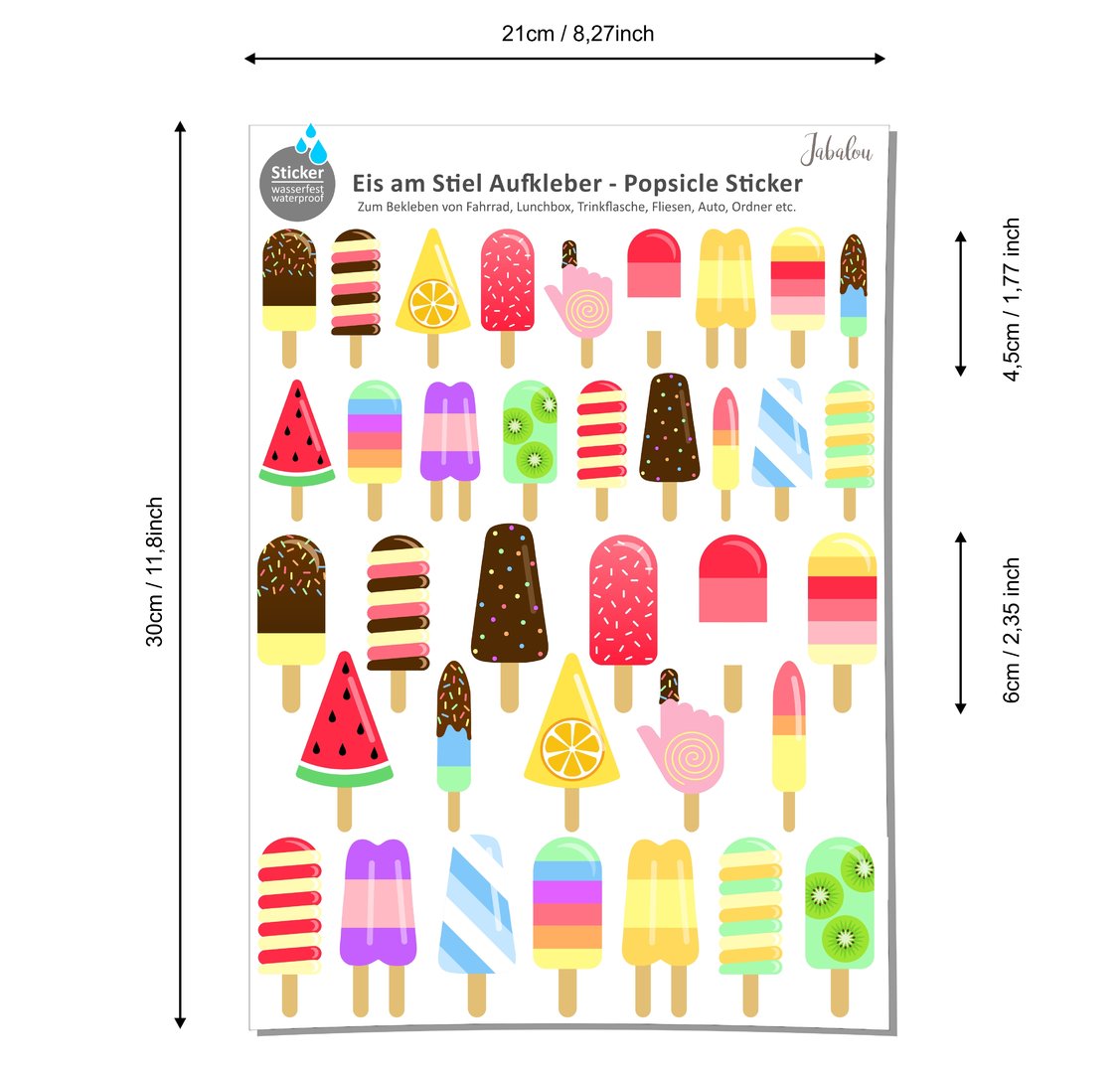 Sticker Eis am Stiel A4