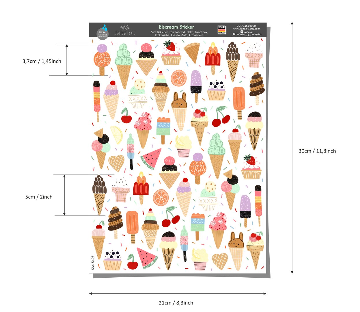 Eiscream A4 Fahrradsticker