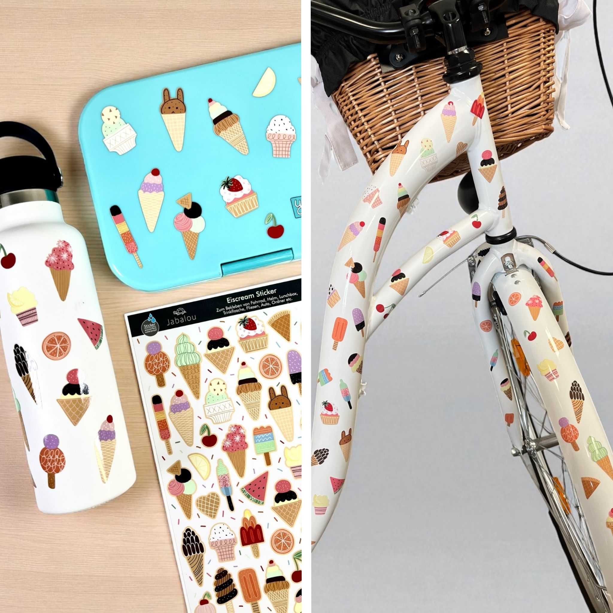 Eiscream A4 Stickerbogen spülmaschinenfest