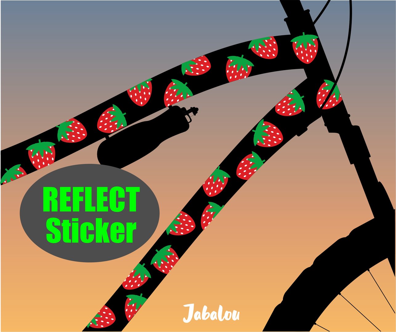 REFLECT Fahrradaufkleber Erdbeeren