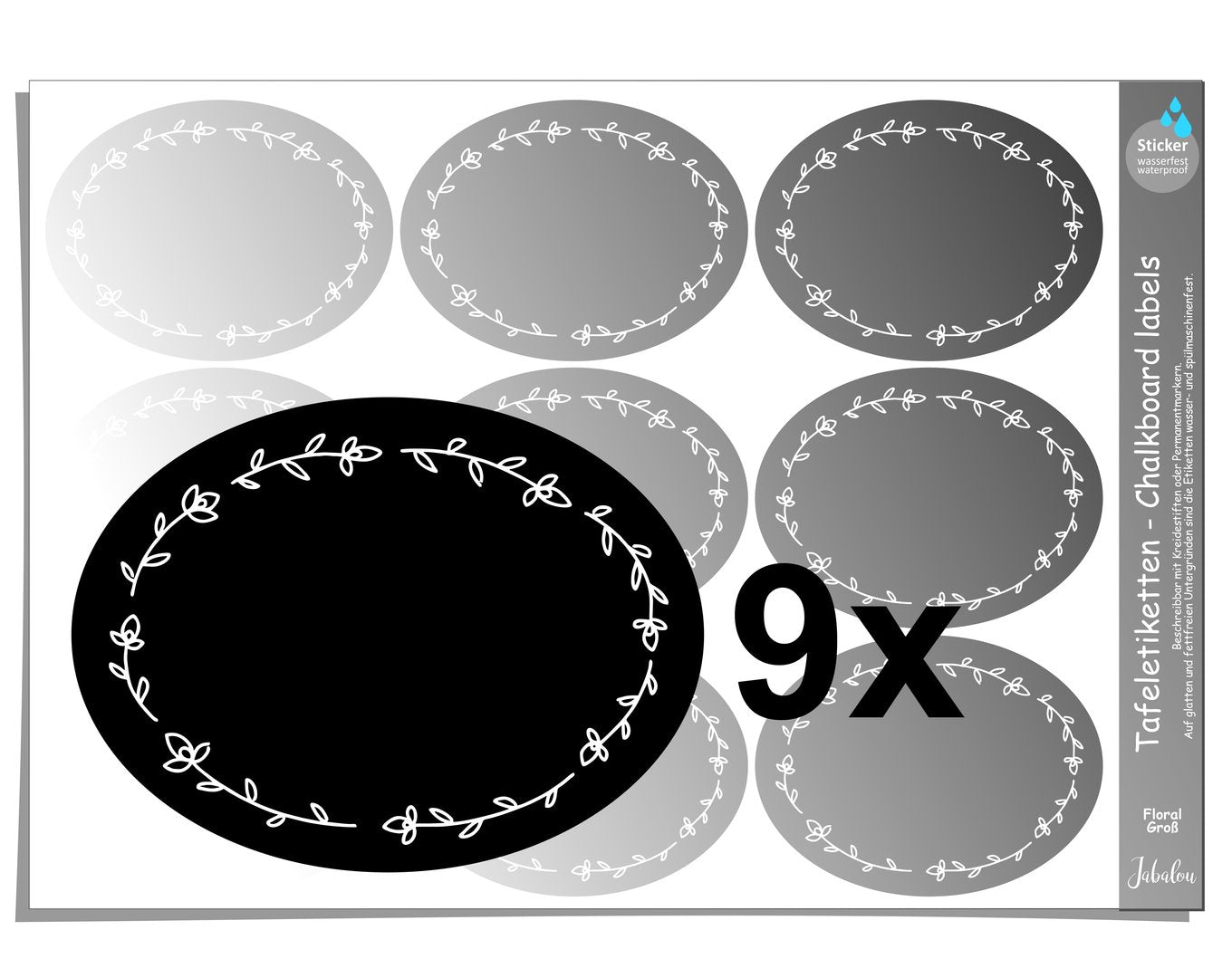 Tafeletiketten, Floral groß Küchenetiketten