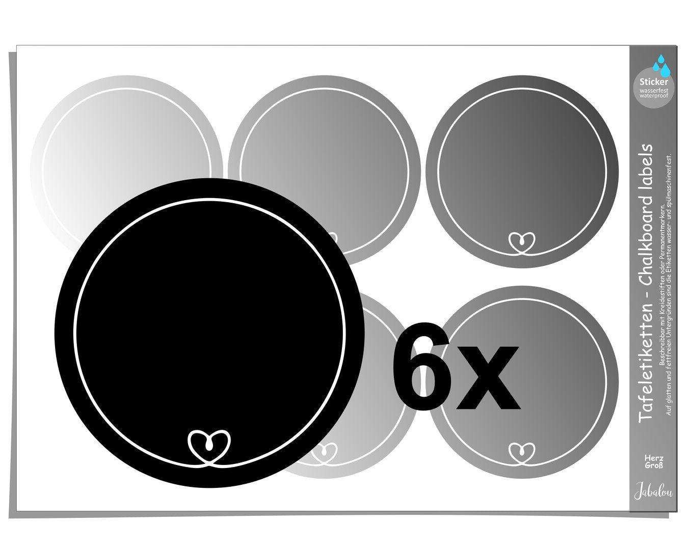 Tafeletiketten, Herzen groß Küchenetiketten beschreibbar