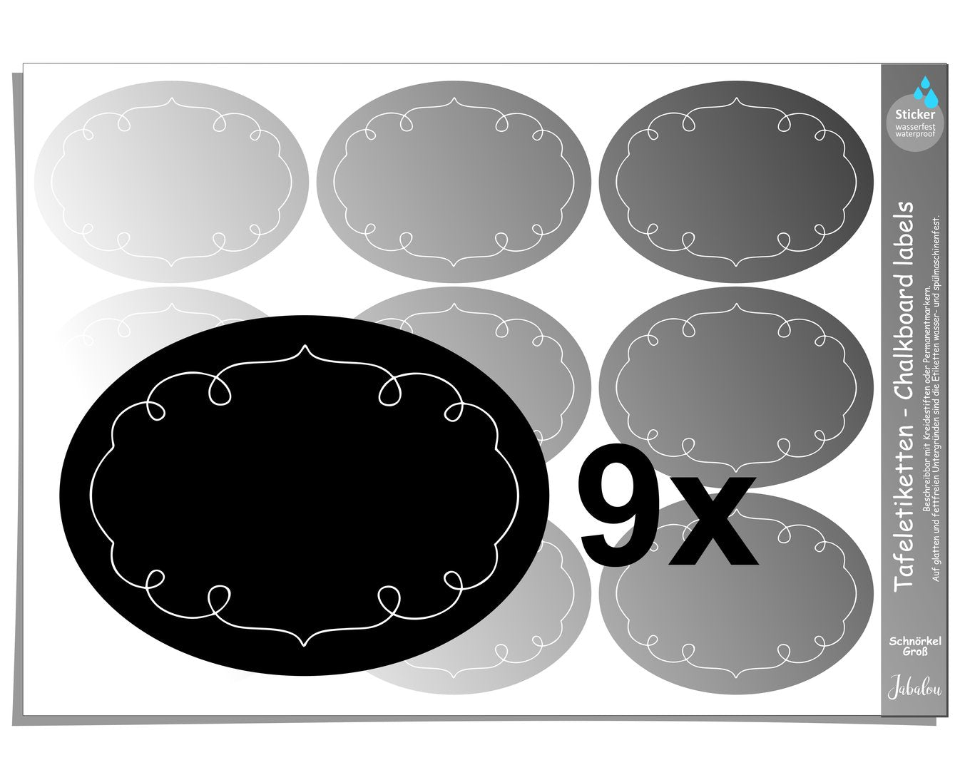 Tafeletiketten, Schnörkel groß Küchenetiketten