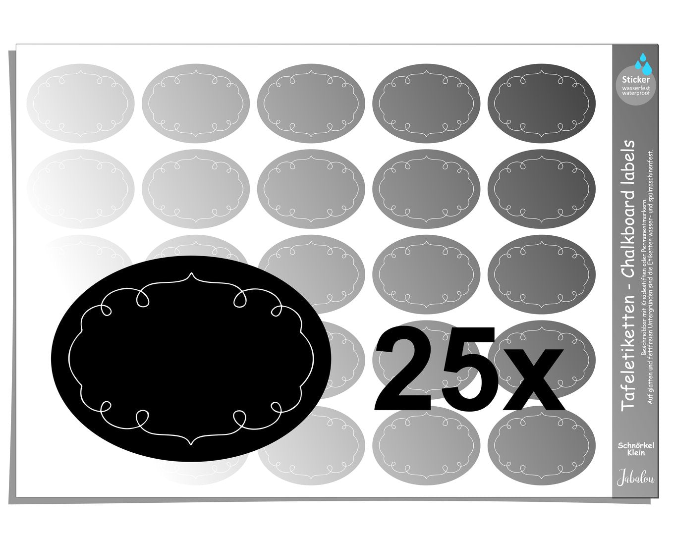Tafeletiketten, Schnörkel klein Gewürzetiketten
