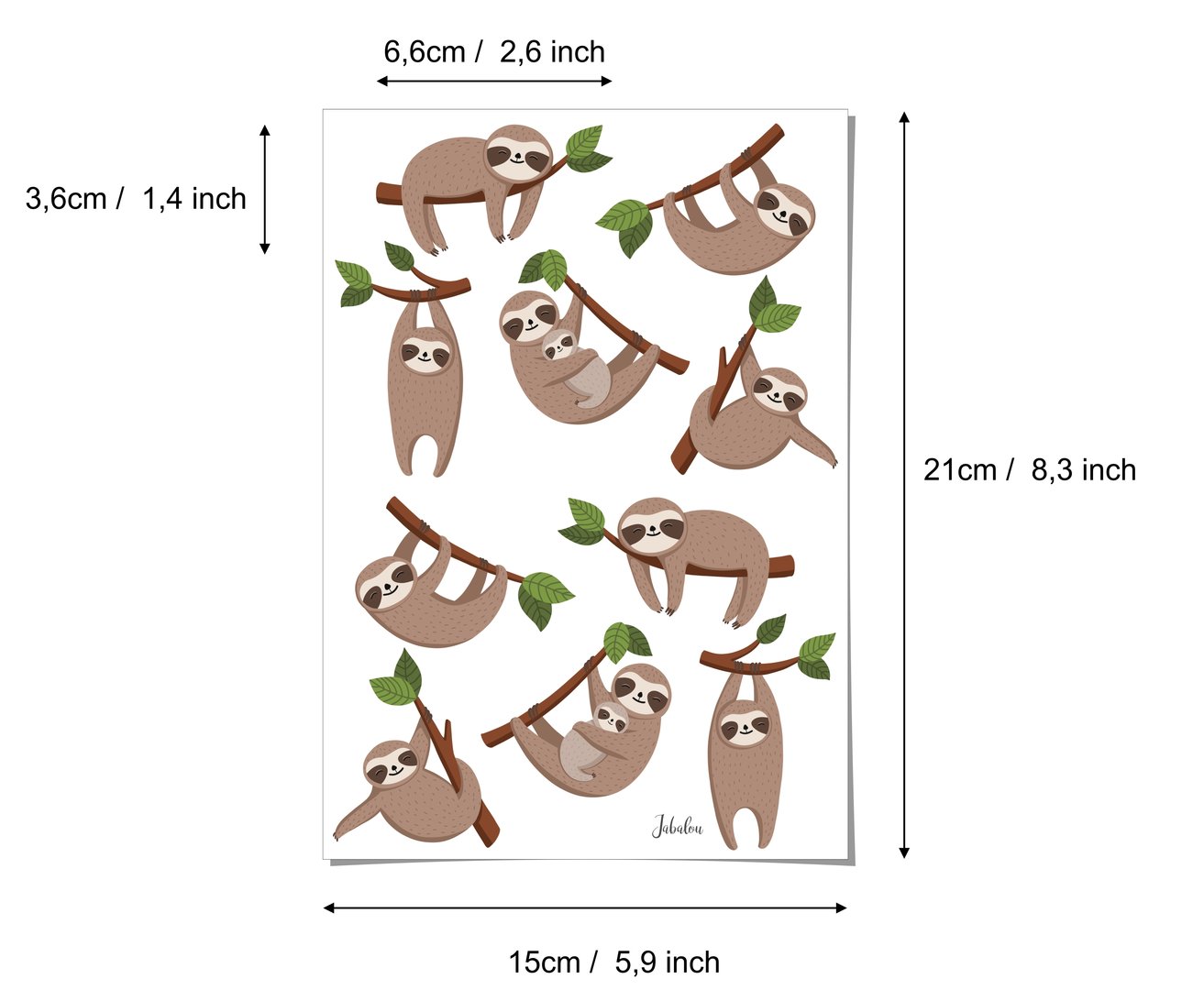 Faultier Sticker wasserfest A5