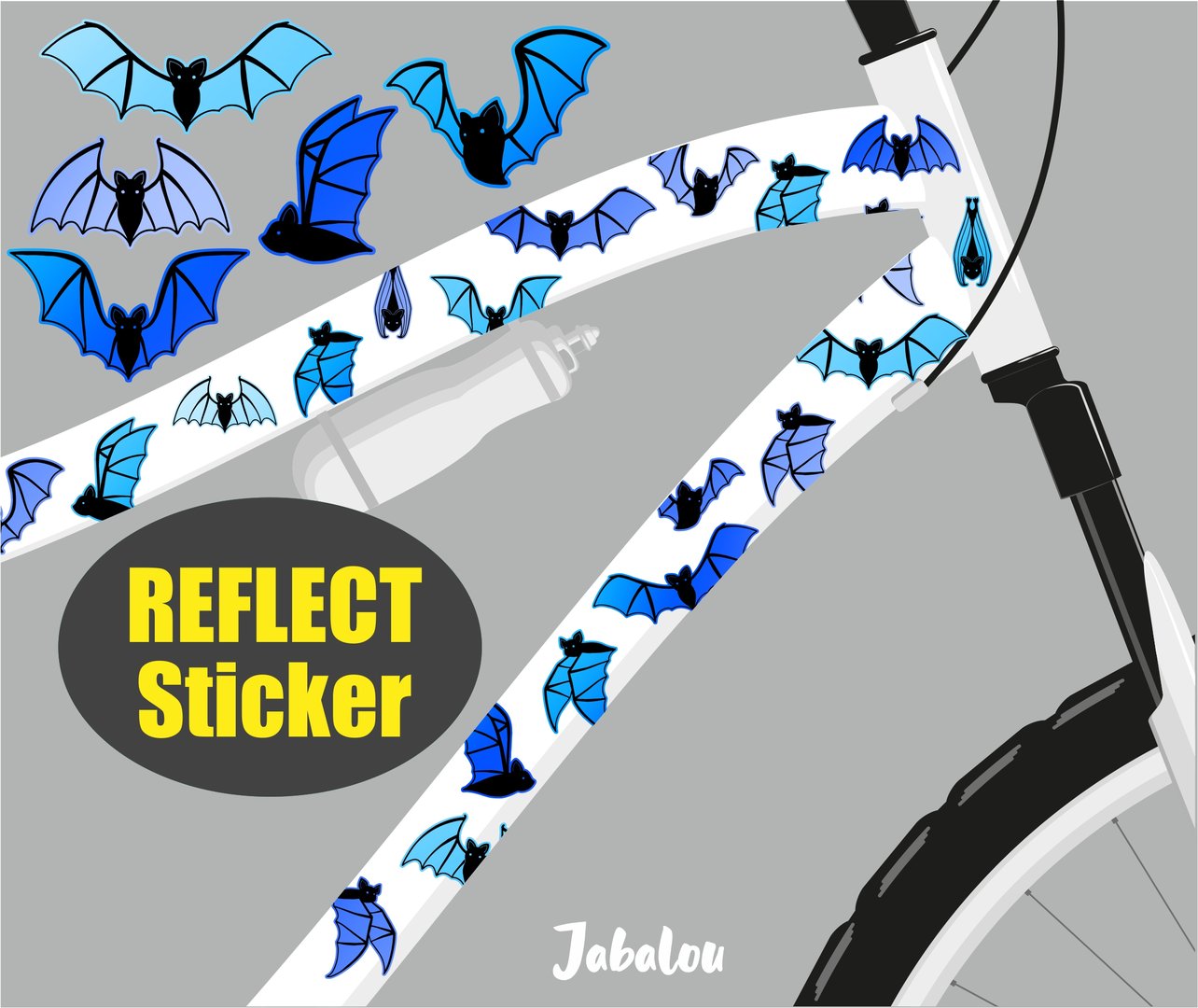 REFLECT Fahrradaufkleber Fledermaus blau