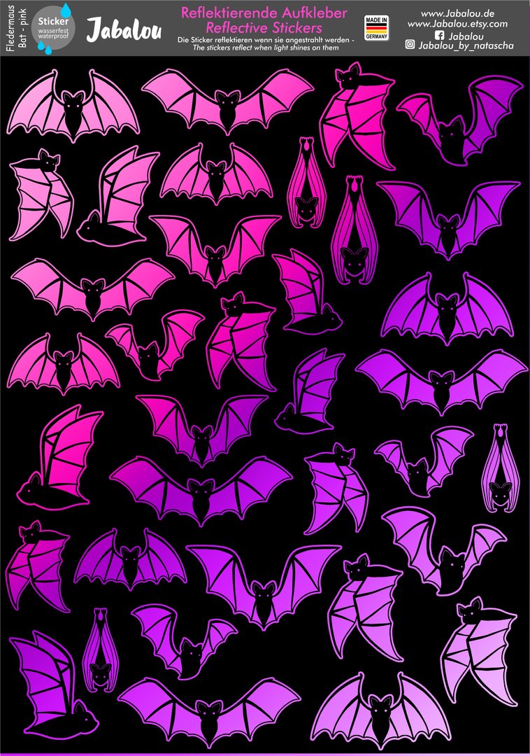REFLECT Fahrradaufkleber Fledermaus pink