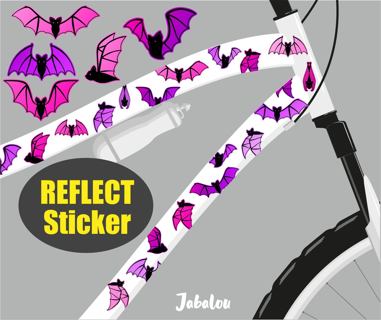 REFLECT Fahrradaufkleber Fledermaus pink
