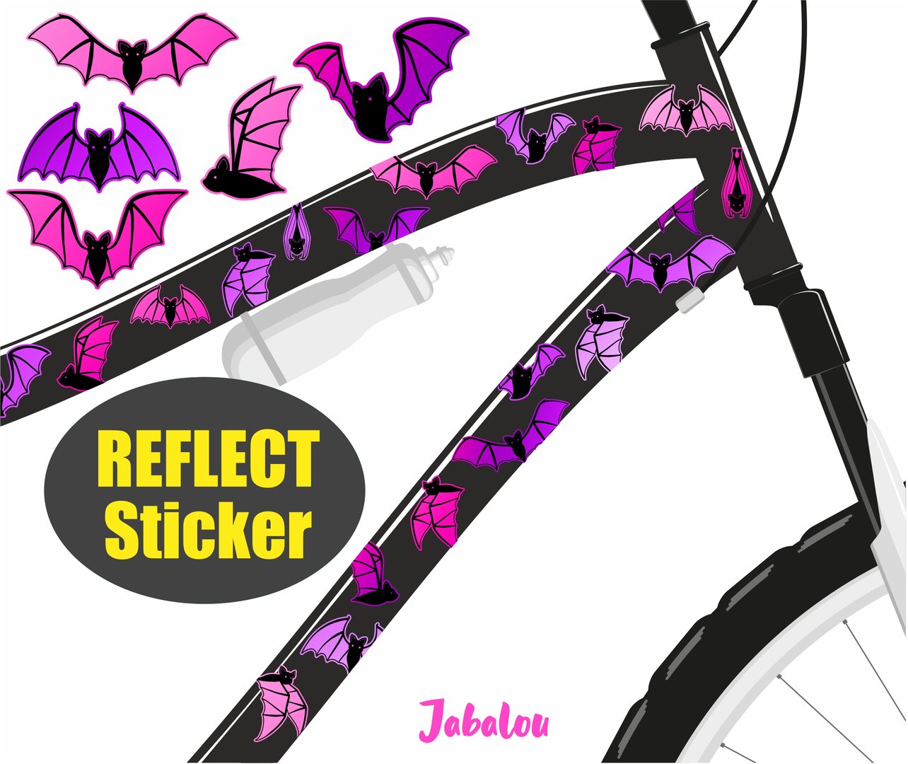 REFLECT Fahrradaufkleber Fledermaus pink