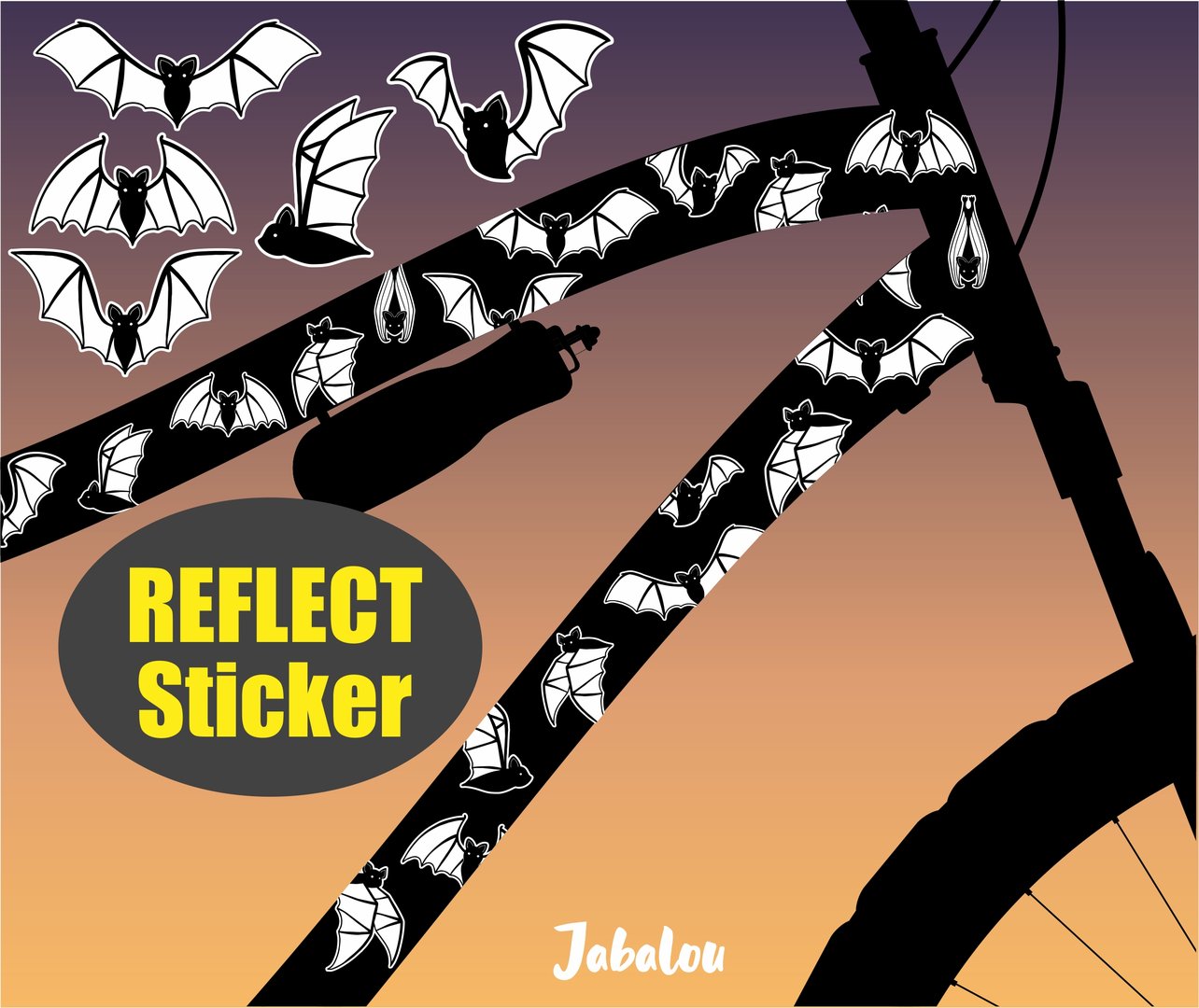 REFLECT Fahrradaufkleber Fledermaus SW