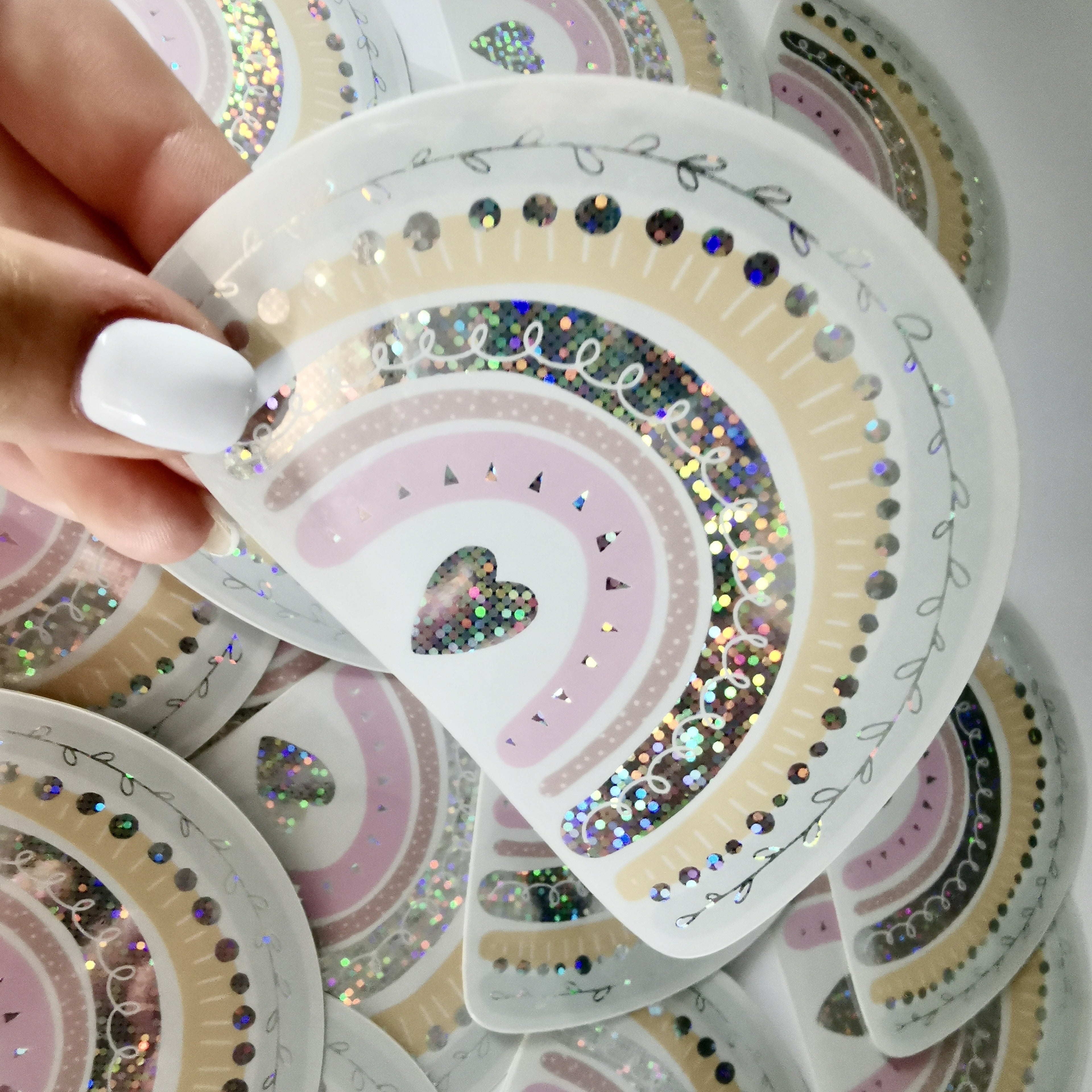 Glitzer Regenbogen Sticker wasserfest boho
