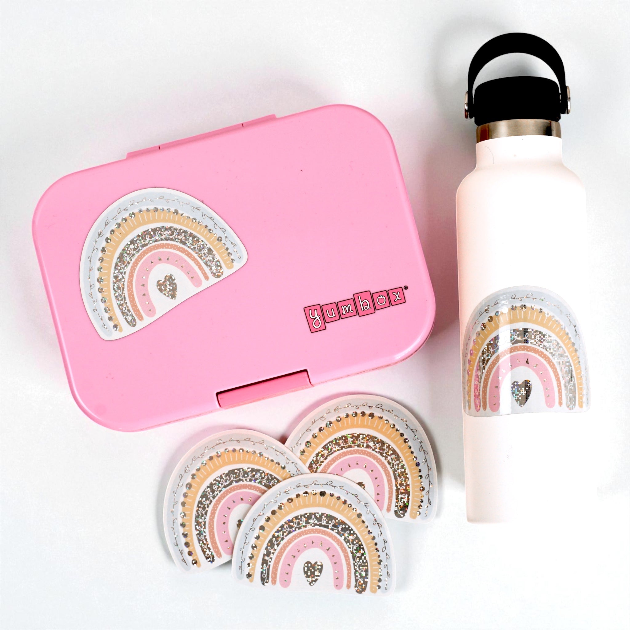 Glitzer Regenbogen Sticker wasserfest boho