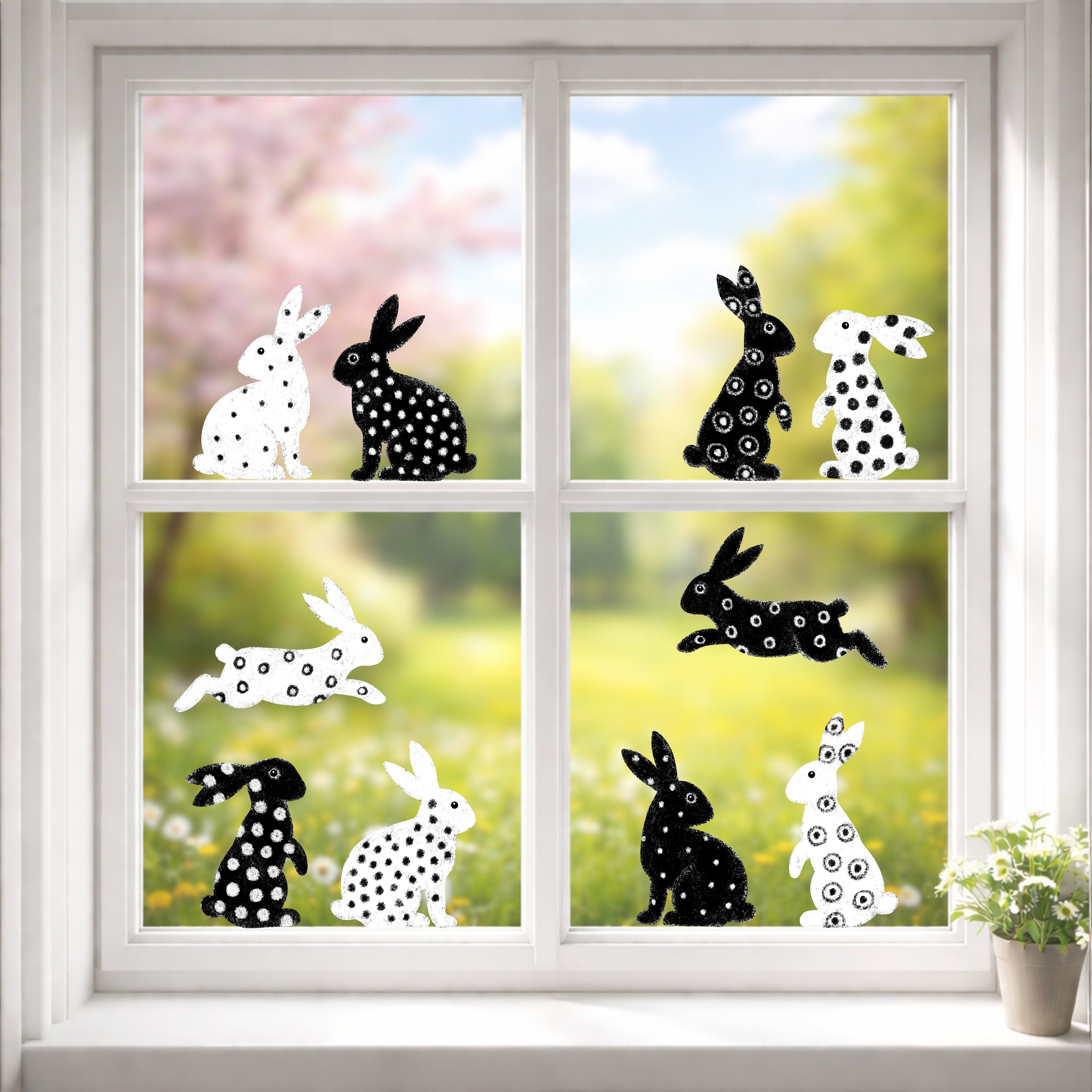 🐰 Lustige Hasen Fensterbilder – Oster Deko Aufkleber (Einzeln wählbar)