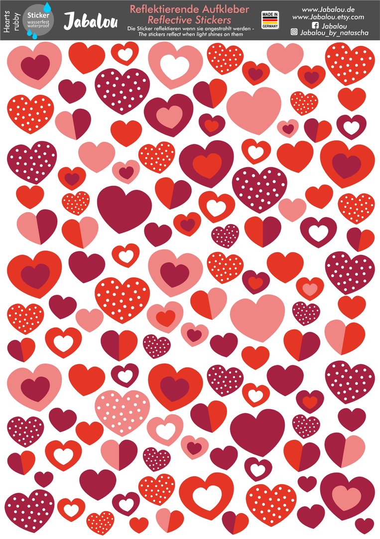 REFLECT Fahrradaufkleber Herzen Rubby