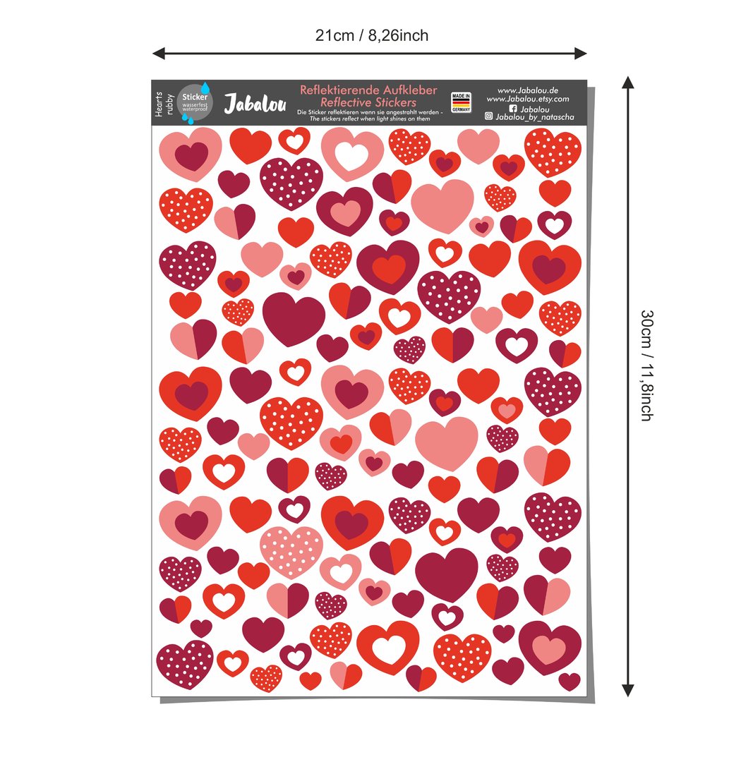 REFLECT Fahrradaufkleber Herzen Rubby