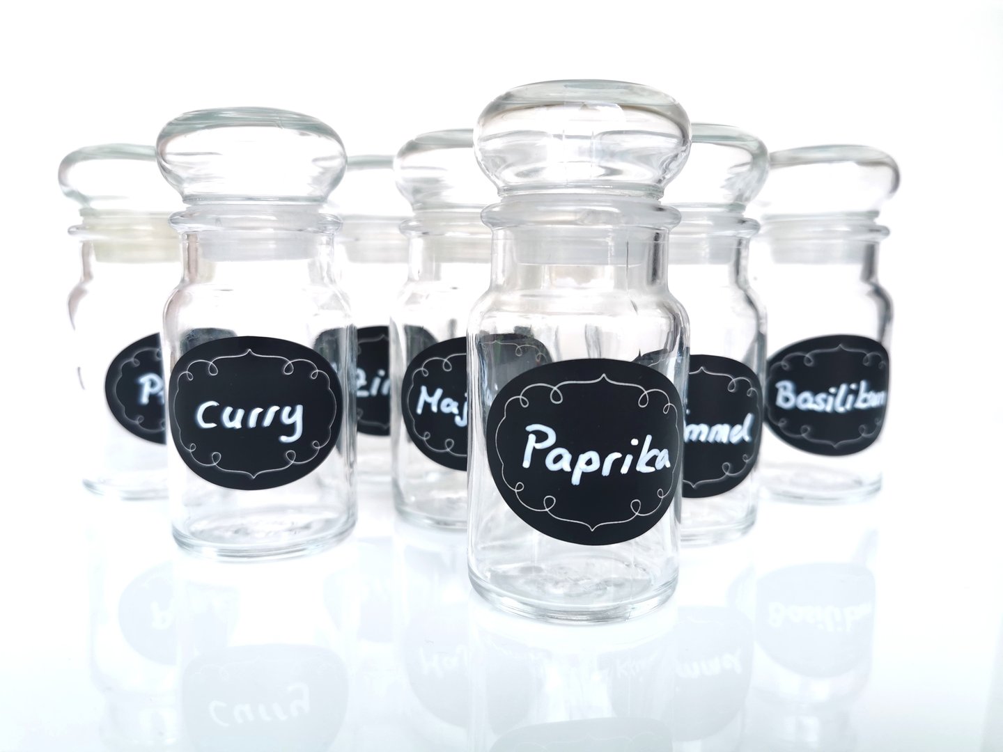 Tafeletiketten, Schnörkel klein Gewürzetiketten