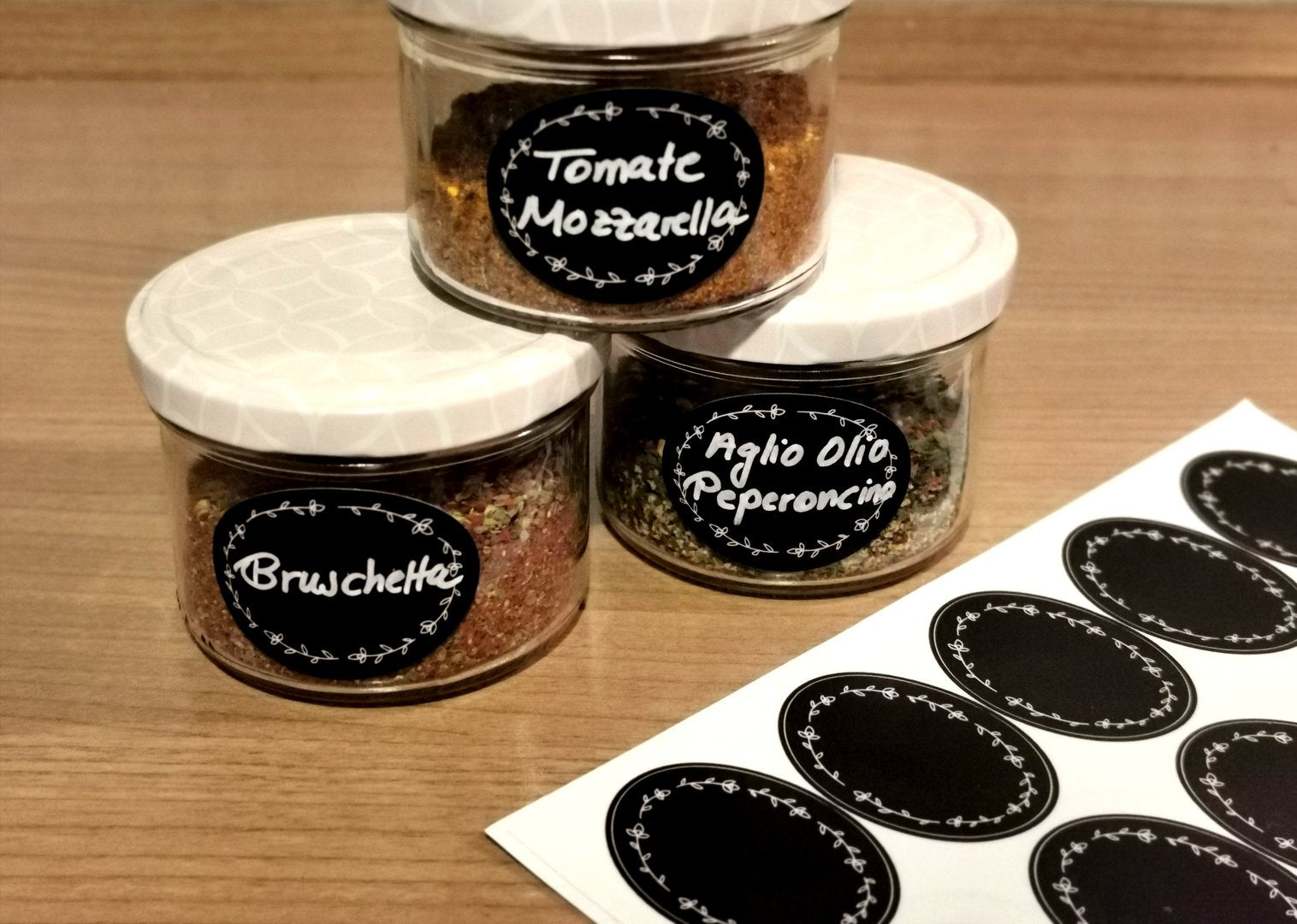Tafeletiketten, Floral klein Gewürzetiketten