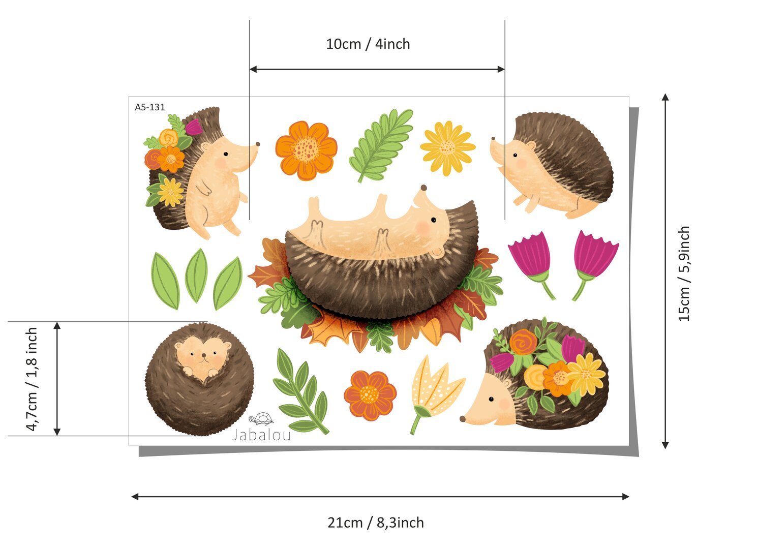 Sticker A5 Igel, Herbst spülmaschinenfest