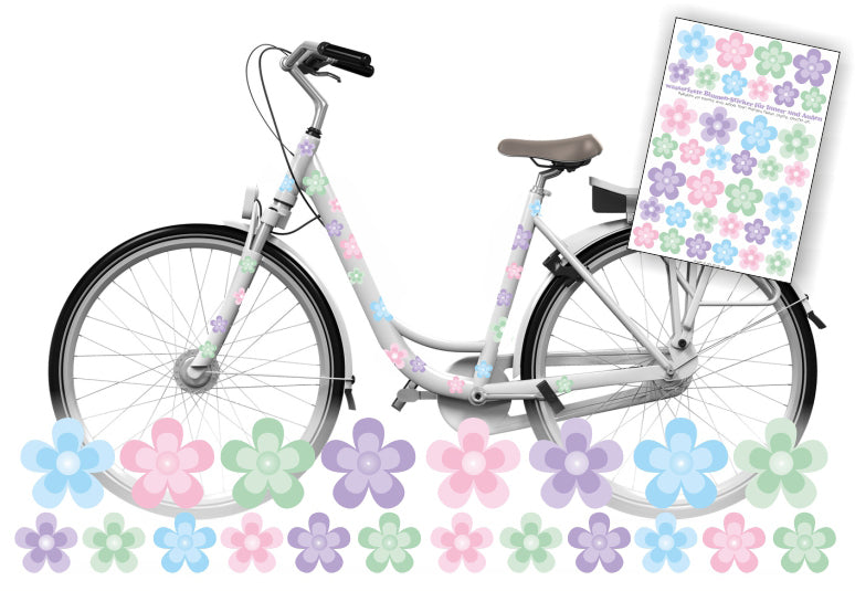 Sticker Blumen bunt hell, wasserfeste Aufkleber