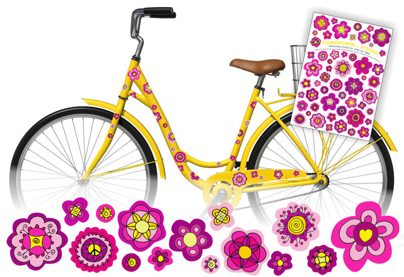 Fahrradaufkleber Blumen pink