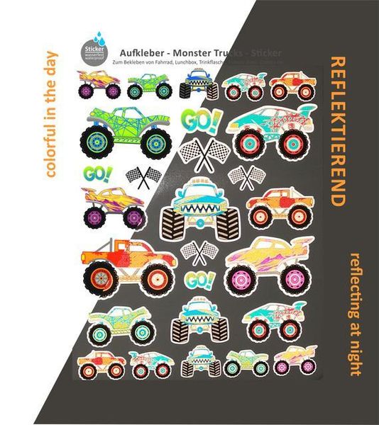 REFLECT Fahrradaufkleber Monster Trucks