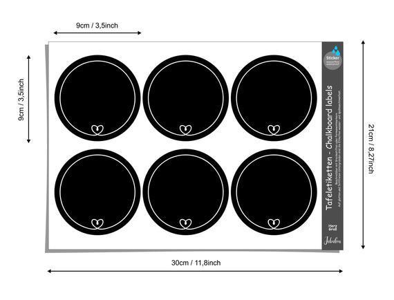 Tafeletiketten, Herzen groß Küchenetiketten beschreibbar