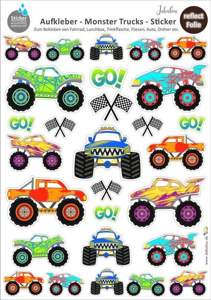 REFLECT Fahrradaufkleber Monster Trucks