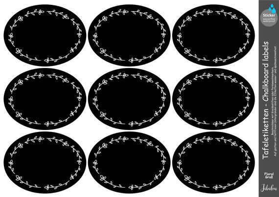 Tafeletiketten, Floral groß Küchenetiketten