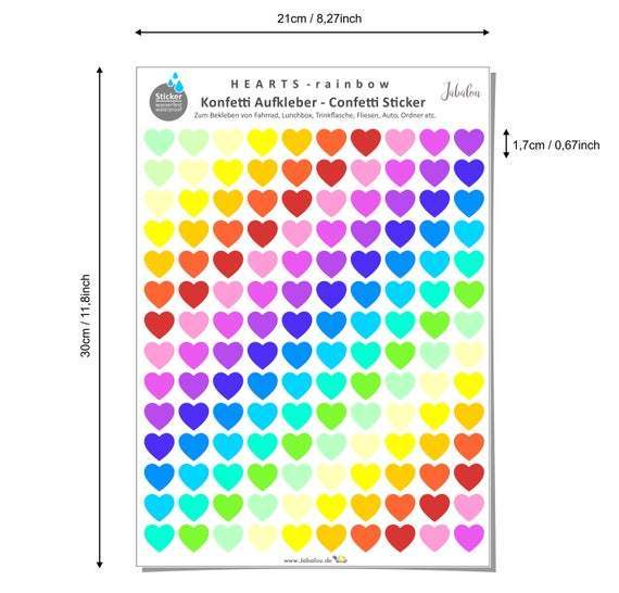 Fahradsticker Confetti Herzen RAINBOW