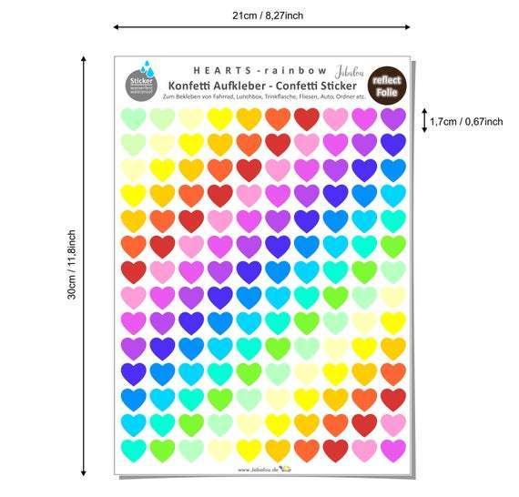 REFLECT Fahrradaufkleber Confetti Herzen RAINBOW