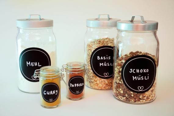 Tafeletiketten, Herzen groß Küchenetiketten beschreibbar