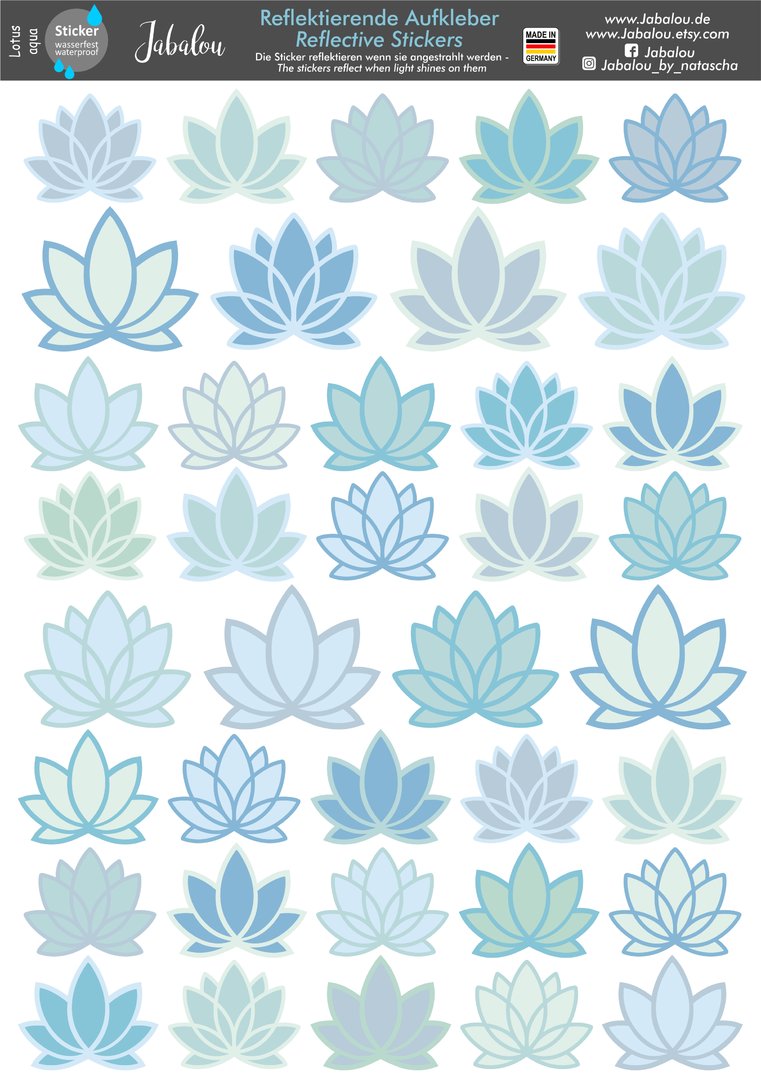 REFLECT Fahrradaufkleber Lotus Lilie aqcua