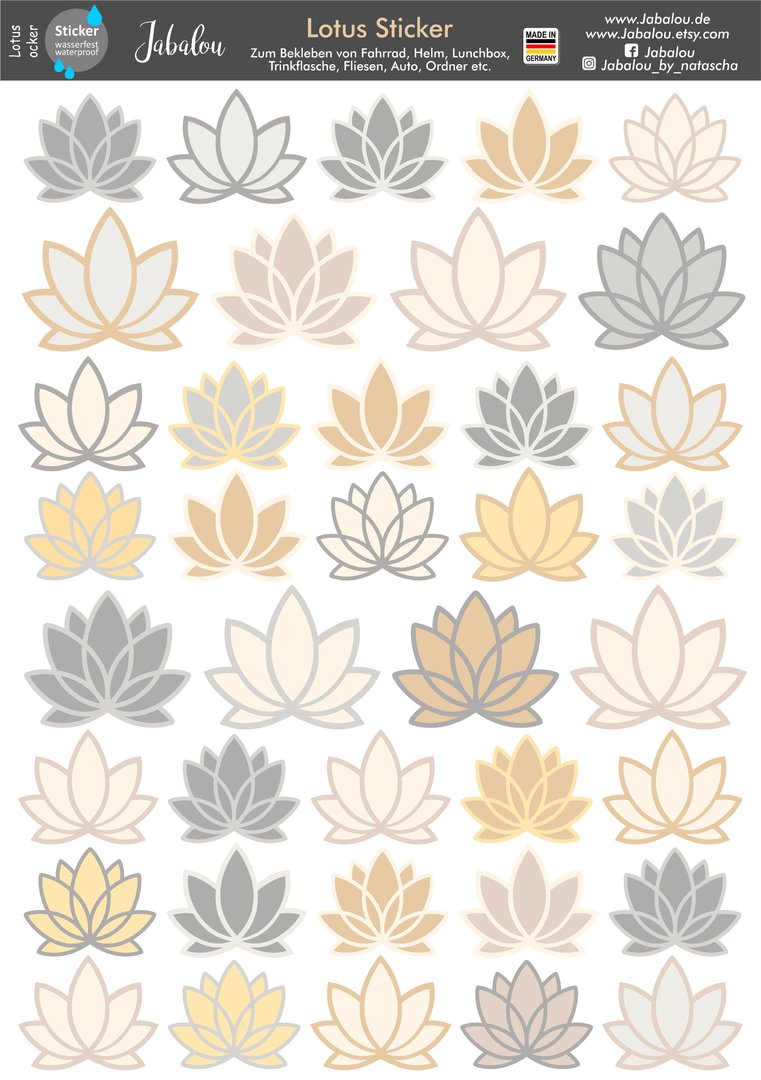 Aufkleber Lotus Lilie ocker Sticker wasserfest