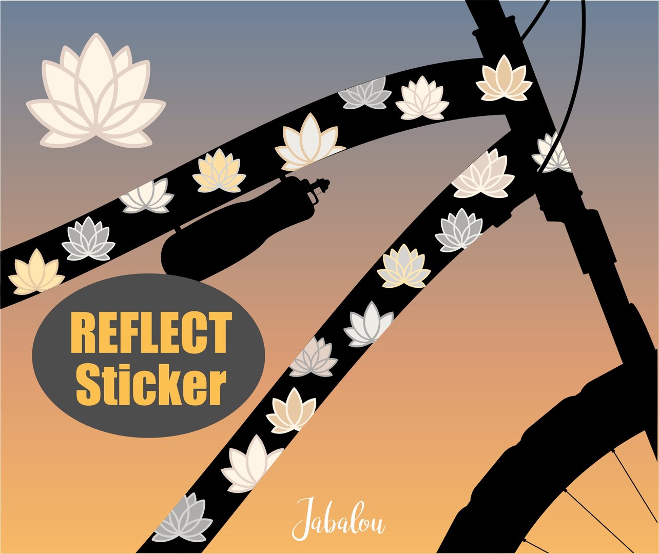 REFLECT Fahrradaufkleber Lotus Lilie ocker