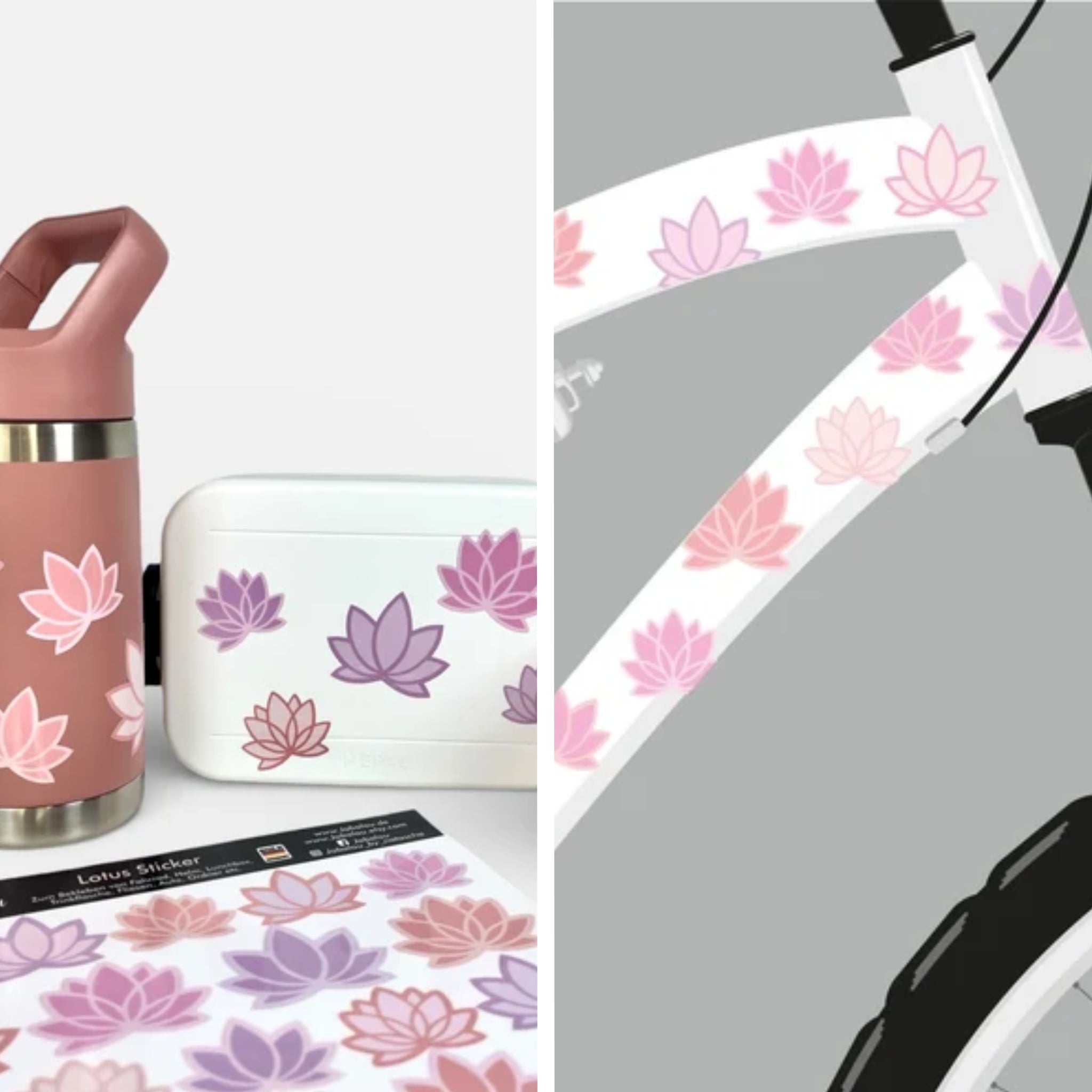 Sticker Lotus Lilie rose spülmaschinenfest für Trinkflaschen und Brotdosen