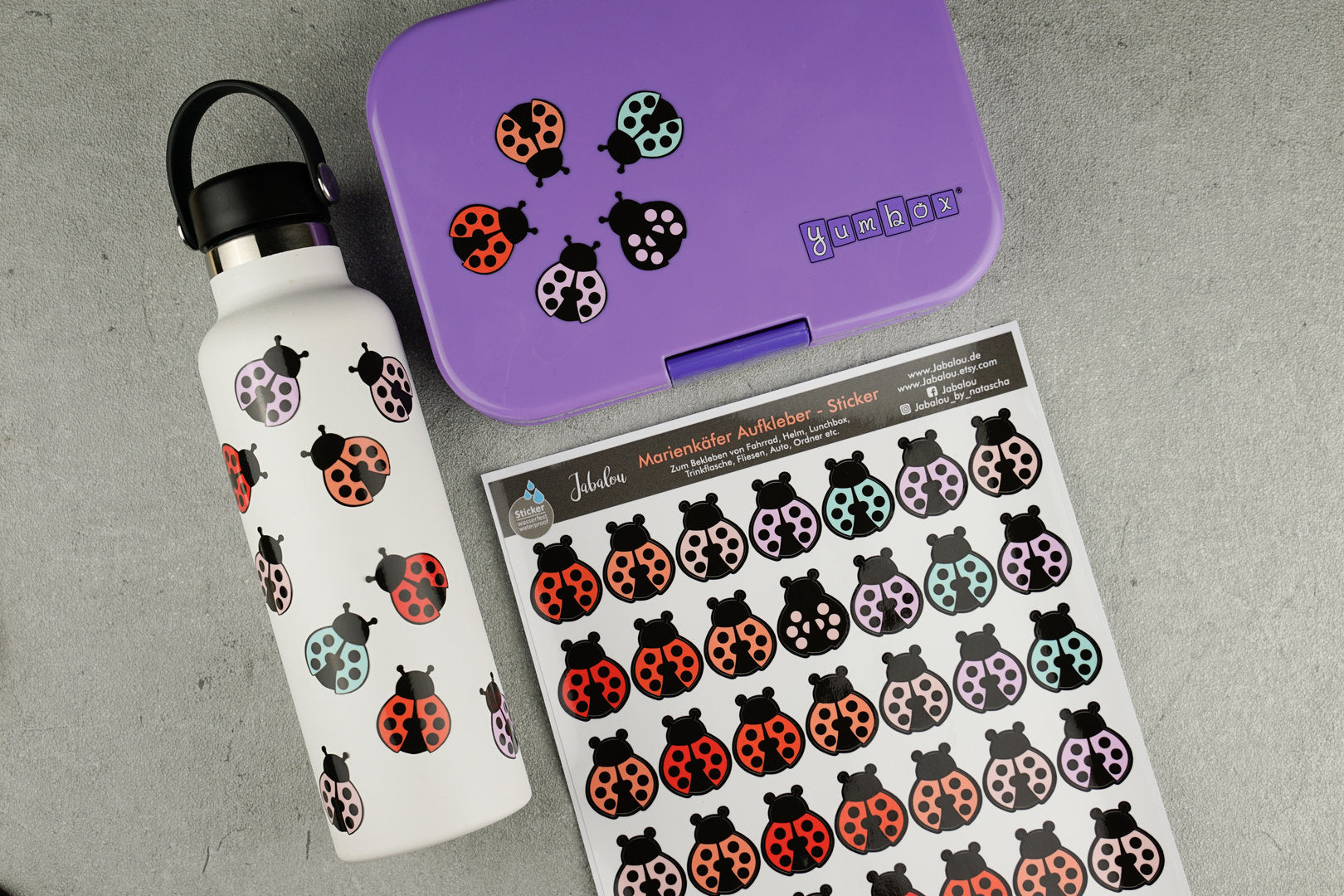 Aufkleber wasserfest Marienkäfer