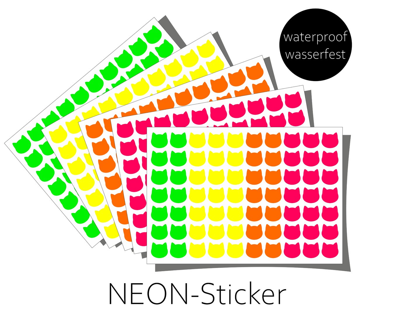 NEON Sticker Katzen waterproof